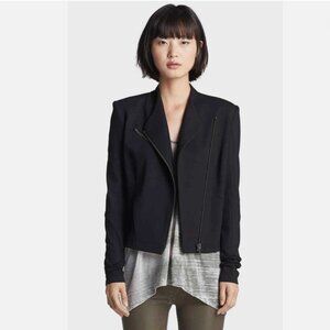 Helmut Lang Asymmetrical Zip "Hammer" Black Moto Jacket Blazer Womens Small
